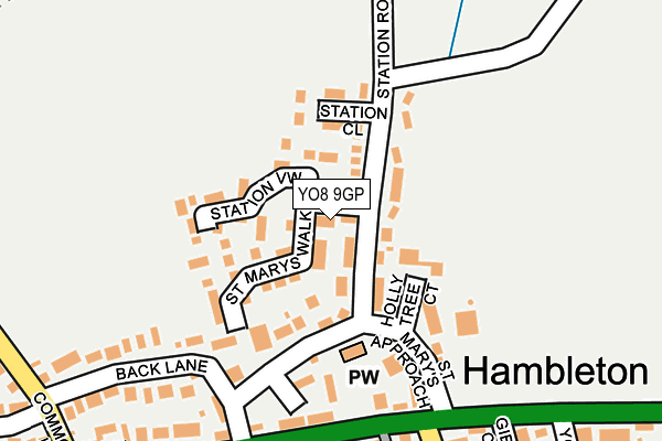 YO8 9GP map - OS OpenMap – Local (Ordnance Survey)