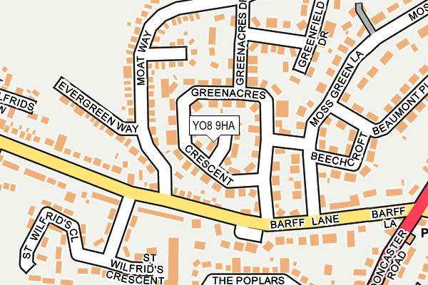 YO8 9HA map - OS OpenMap – Local (Ordnance Survey)