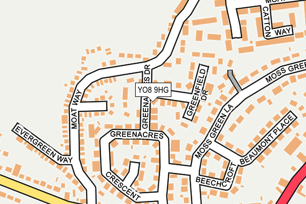 YO8 9HG map - OS OpenMap – Local (Ordnance Survey)