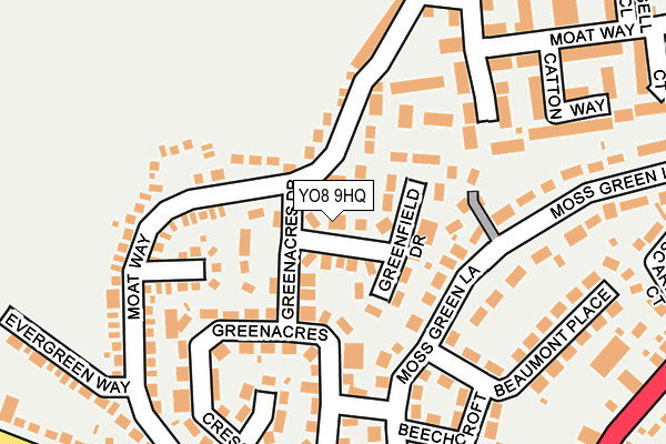 YO8 9HQ map - OS OpenMap – Local (Ordnance Survey)