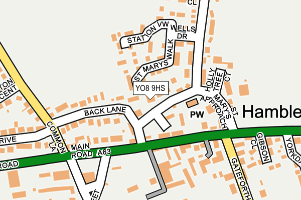 YO8 9HS map - OS OpenMap – Local (Ordnance Survey)
