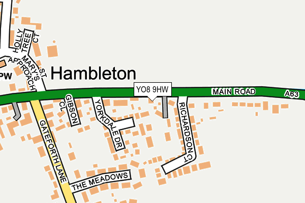 YO8 9HW map - OS OpenMap – Local (Ordnance Survey)