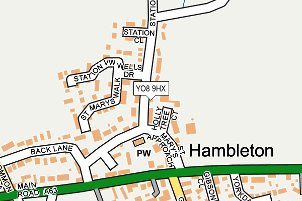 YO8 9HX map - OS OpenMap – Local (Ordnance Survey)