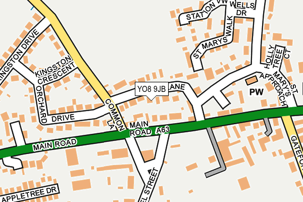 YO8 9JB map - OS OpenMap – Local (Ordnance Survey)