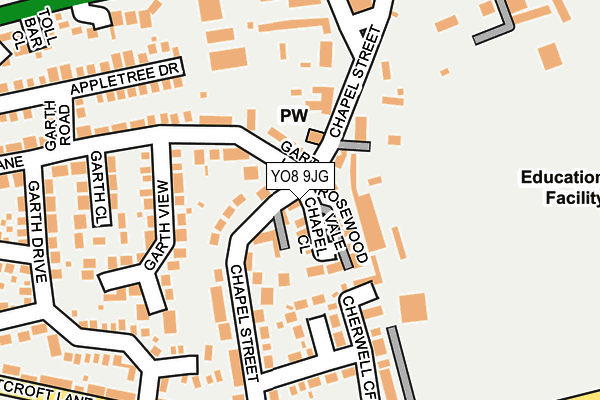 YO8 9JG map - OS OpenMap – Local (Ordnance Survey)