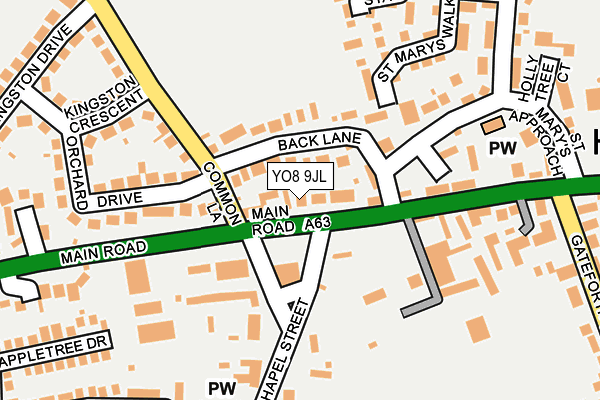 YO8 9JL map - OS OpenMap – Local (Ordnance Survey)