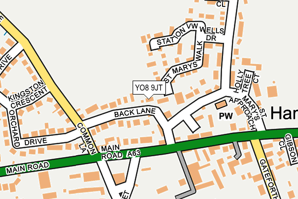 YO8 9JT map - OS OpenMap – Local (Ordnance Survey)