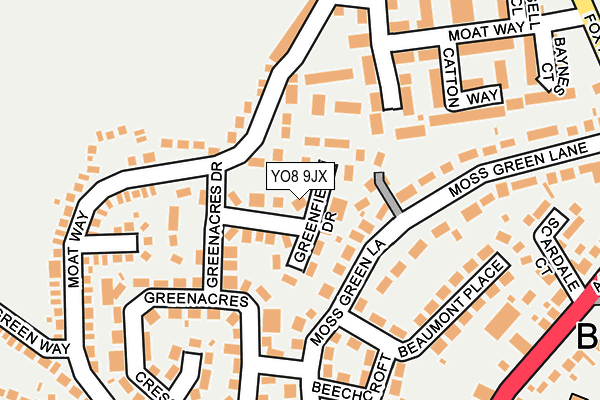 YO8 9JX map - OS OpenMap – Local (Ordnance Survey)