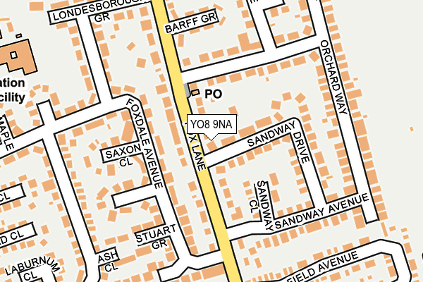 YO8 9NA map - OS OpenMap – Local (Ordnance Survey)