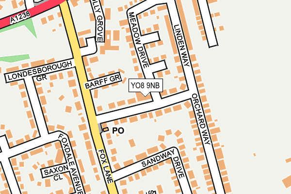 YO8 9NB map - OS OpenMap – Local (Ordnance Survey)