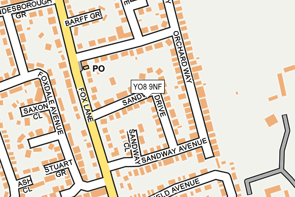 YO8 9NF map - OS OpenMap – Local (Ordnance Survey)