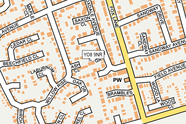 YO8 9NR map - OS OpenMap – Local (Ordnance Survey)