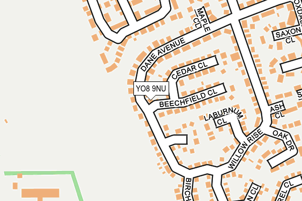 YO8 9NU map - OS OpenMap – Local (Ordnance Survey)