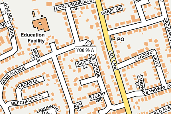 YO8 9NW map - OS OpenMap – Local (Ordnance Survey)