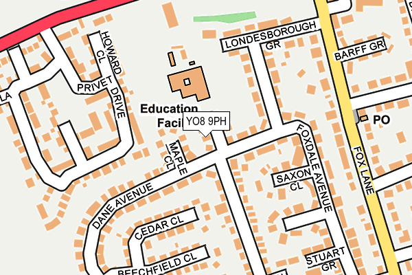 YO8 9PH map - OS OpenMap – Local (Ordnance Survey)