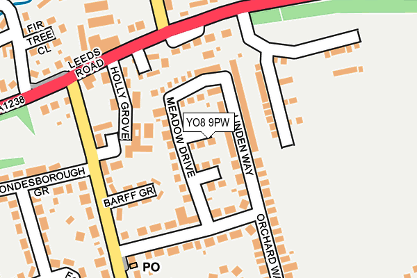 YO8 9PW map - OS OpenMap – Local (Ordnance Survey)