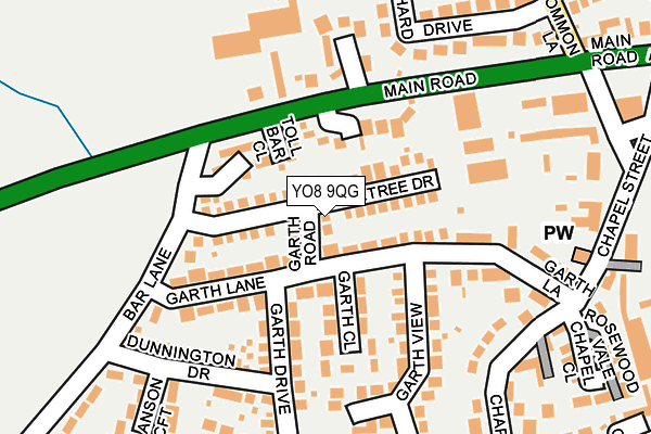 YO8 9QG map - OS OpenMap – Local (Ordnance Survey)