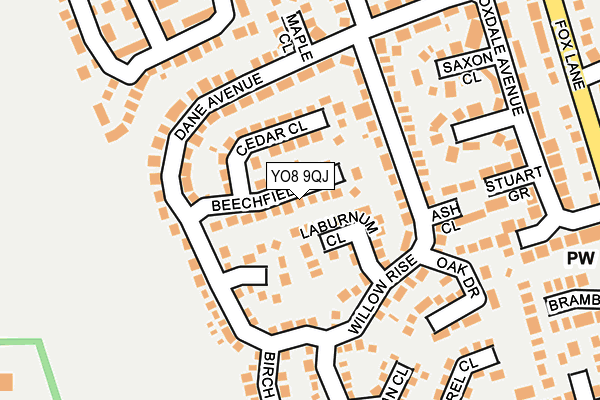 YO8 9QJ map - OS OpenMap – Local (Ordnance Survey)