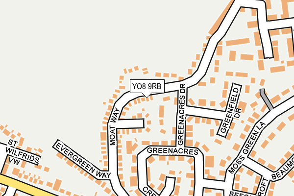 YO8 9RB map - OS OpenMap – Local (Ordnance Survey)