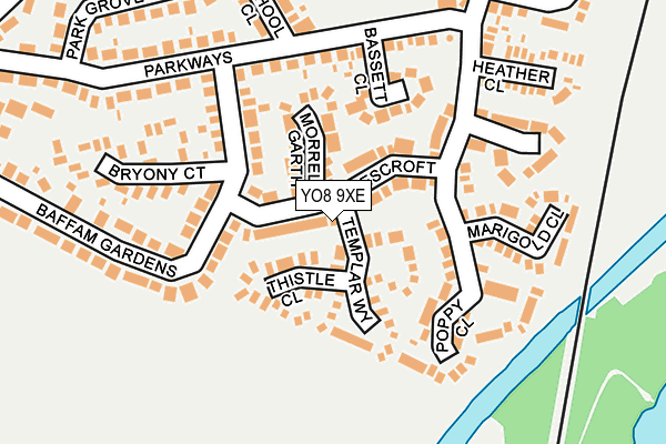YO8 9XE map - OS OpenMap – Local (Ordnance Survey)