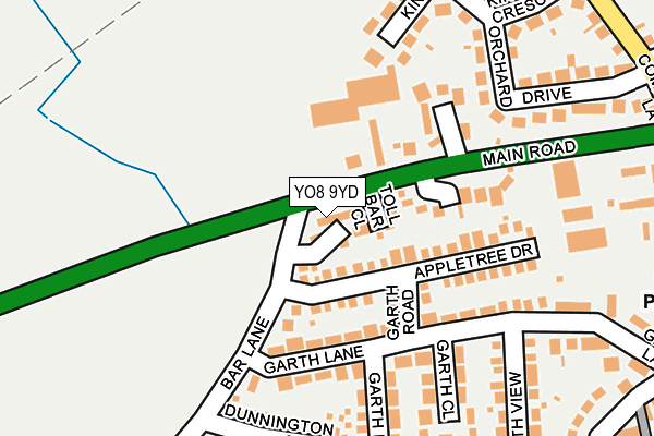 YO8 9YD map - OS OpenMap – Local (Ordnance Survey)