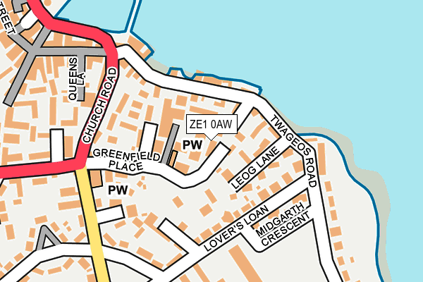 ZE1 0AW map - OS OpenMap – Local (Ordnance Survey)