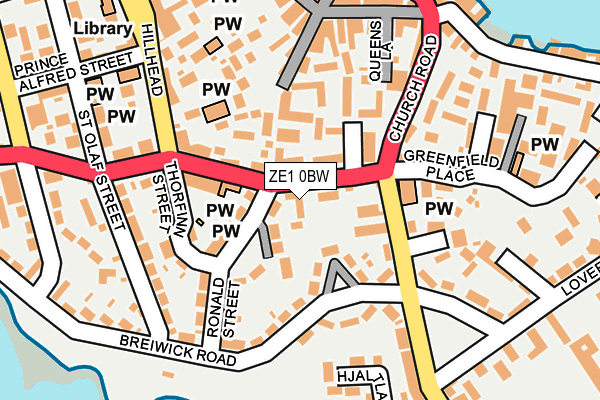ZE1 0BW map - OS OpenMap – Local (Ordnance Survey)