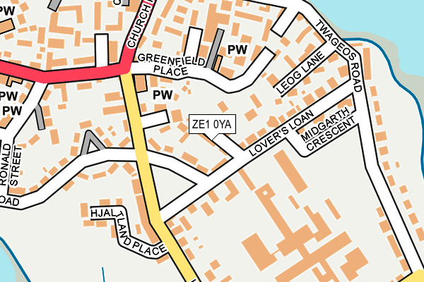 ZE1 0YA map - OS OpenMap – Local (Ordnance Survey)